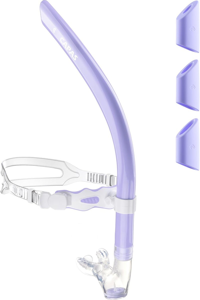 Capas Training Swim Snorkel for Lap Swimming, Swivel Headband Ultimate Fit Center-Mount Swimmers Snorkel with Liquid Silicone Mouthpiece Adjustable Strap, Designed for Adult Men Women - Image 1